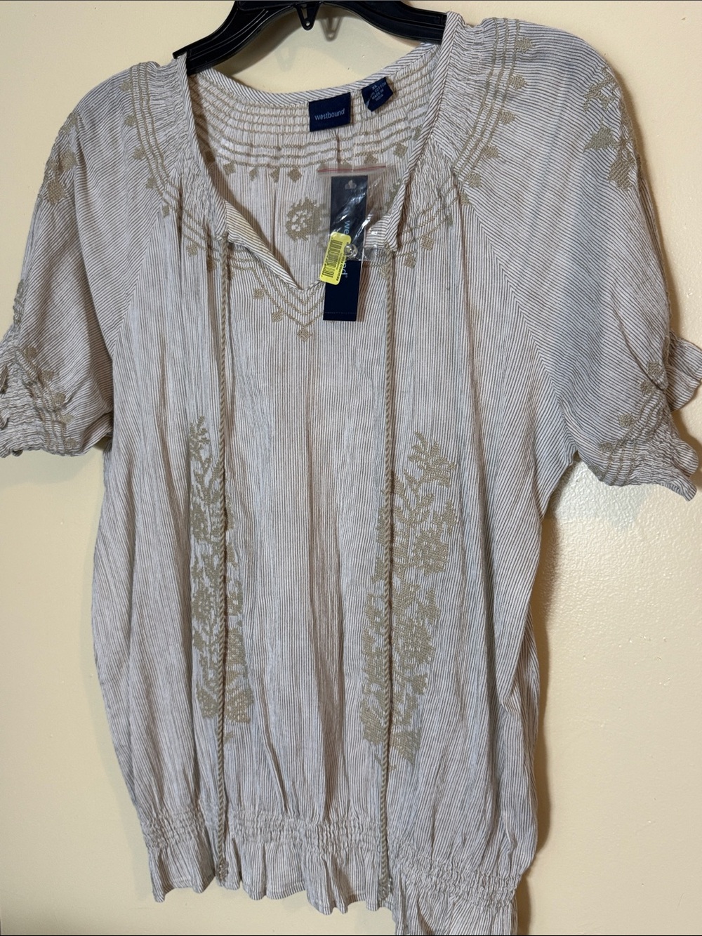 Westbound Cream Embroidered Peasant Top
